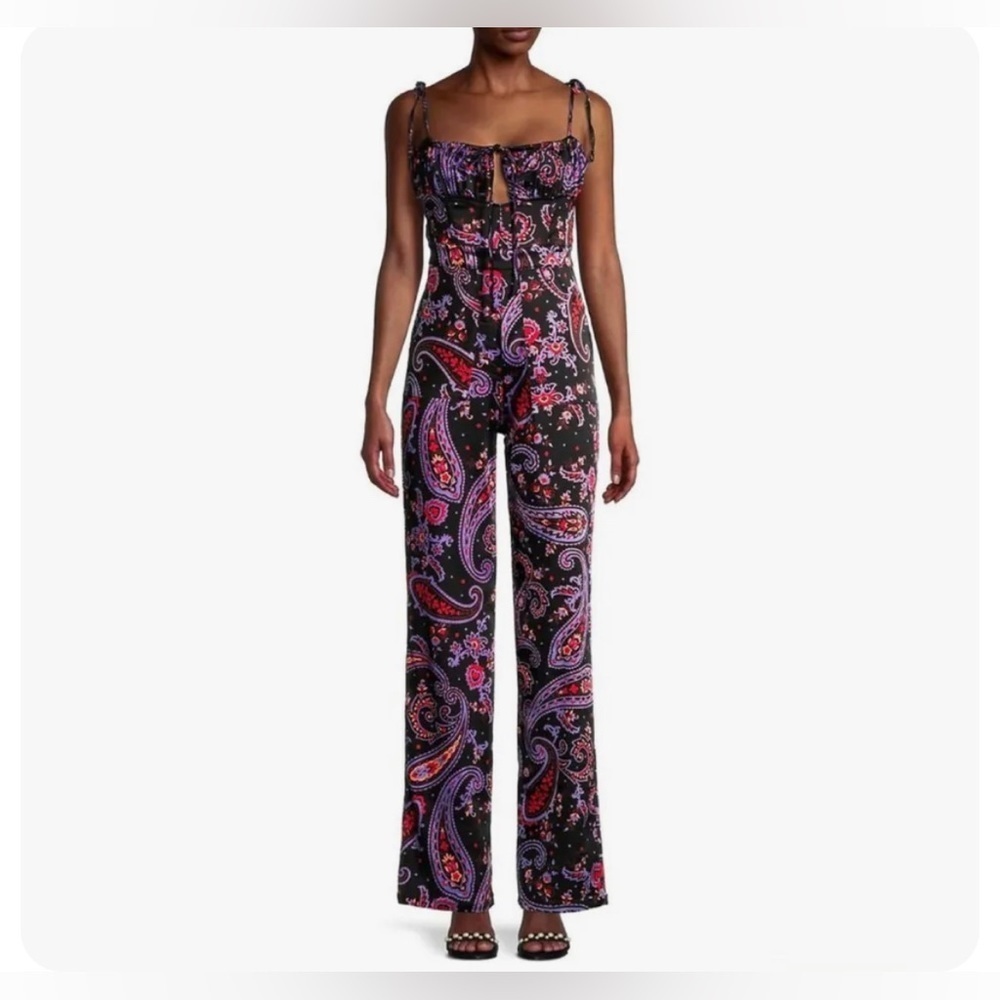 WeWoreWhat Danielle Bernstein Paisley-Print Ruched Jumpsuit Size 4 NWOT